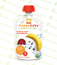 Happy Baby Starting Solids (stage 2): Banana, Beet & Blueberry (Pack of 16) 有機嬰兒食品 (第二階段): 香蕉+紅菜頭+藍莓(16包)