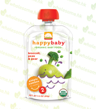 Happy Baby Starting Solids (stage 2): Broccoli, Peas & Pears (Pack of 16) 有機嬰兒食品 (第二階段): 西蘭花+青豆+梨嬰(16包)