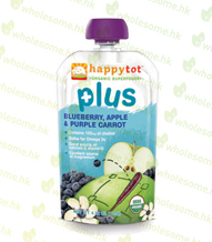 Happy Tot Plus: Blueberry, Apple & Purple Carrot (Pack of 16) 有機幼兒超營養食物: 藍莓+蘋果+紫胡蘿蔔(16包)